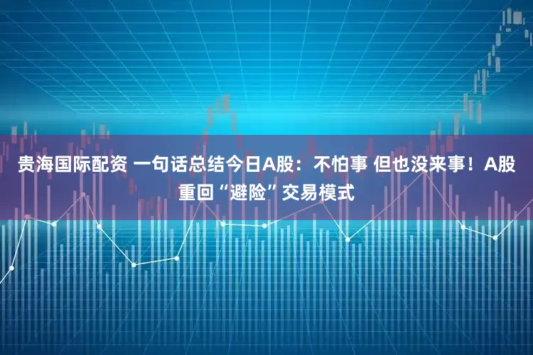 贵海国际配资 一句话总结今日A股：不怕事 但也没来事！A股重回“避险”交易模式