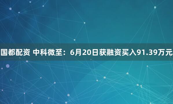 国都配资 中科微至：6月20日获融资买入91.39万元