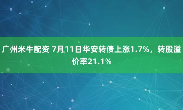 广州米牛配资 7月11日华安转债上涨1.7%，转股溢价率21.1%